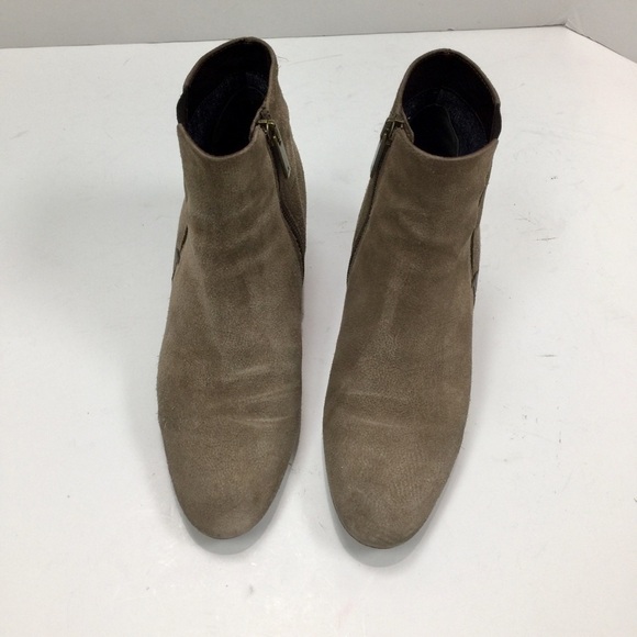 AQUATALIA Suede Tan Taupe Chelsea Side Zip Block Stacked Heel Boots Size 8 - Picture 4 of 14